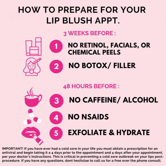 lip blush preparation